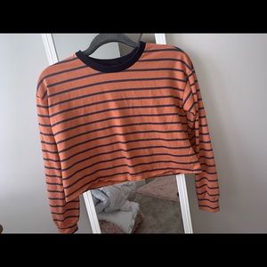 Orange and navy crop top
